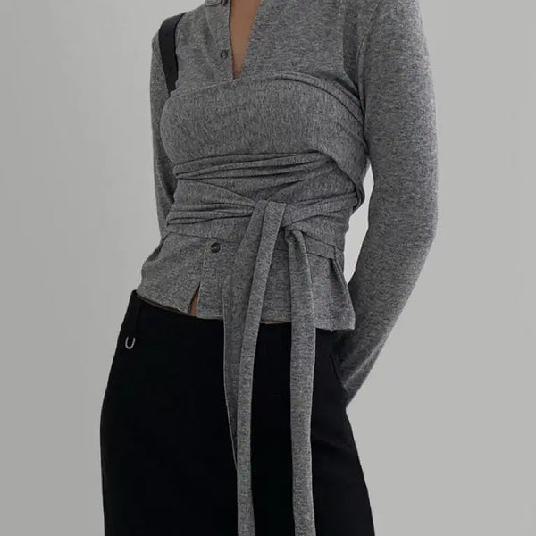 [BUNJANG] LaRoom Note Cardigan Knit Tee / 라룸 노트 가디건 니트 티