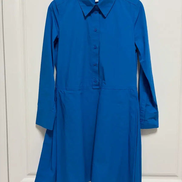 [BUNJANG] COS Pleated Detail Cotton Shirt Dress Blue Size 34 / COS 코스 플리츠 디테일 코튼 셔츠 원피스 34사이즈 새상품 블루색상
