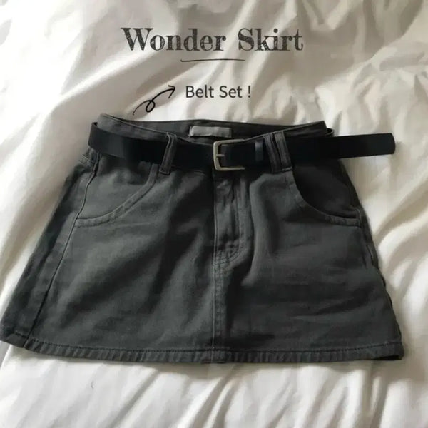[BUNJANG] Denim Mini Skirt with Belt Set / (벨트 set) 데님 미니 스커트 치마 에이블리 지그재그