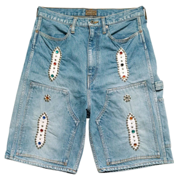 [BUNJANG] Kapital 14oz Denim Studded Remake Short Pants Indigo Size 36 / 캐피탈 잼스톤