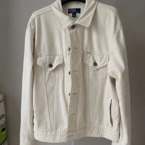 [BUNJANG] Polo Ralph Lauren Ivory Trucker Jacket L / 폴로 랄프로렌 아이보리 트러커 L