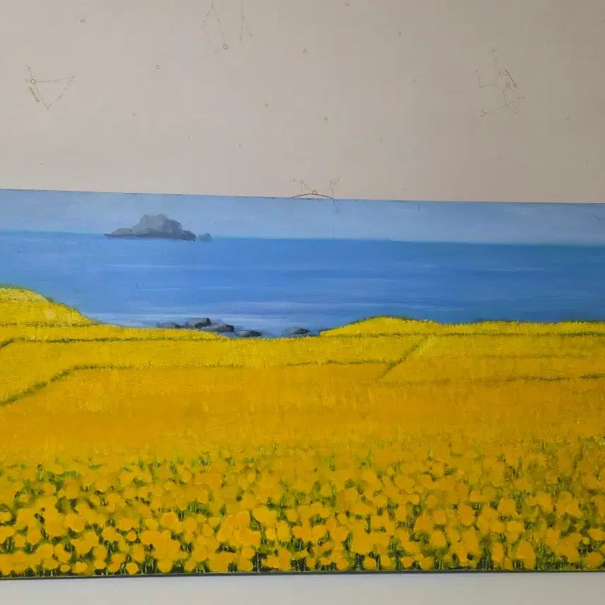 [BUNJANG] Oil Painting: Canola Flower Sea Landscape / 유화 그림 - 유채꽃 바다 풍경