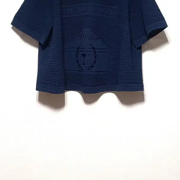 [BUNJANG] SYSTEM Navy Embroidered Short Sleeve T-Shirt / SYSTEM 마르셔 반팔 티셔츠 네이비 프리