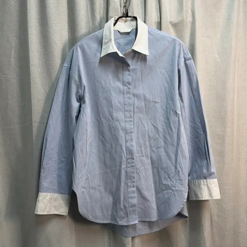[BUNJANG] LEVAR Loose Fit Cotton Stripe Long Sleeve Shirt / [F] 르바(LEVAR) 루즈핏 코튼 스트라이프 긴팔 롱 셔츠