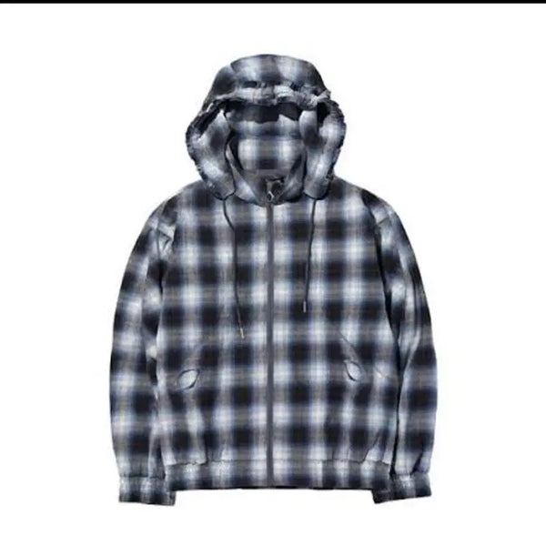 [BUNJANG] Mischief Bonnet Hoodie Zip-up Blue Black Check / 미스치프 보넷 후드집업 블루블랙 체크