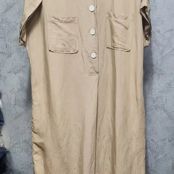 [BUNJANG] Beige Linen Blend Long Dress / 베이지 린넨혼방 롱 원피스