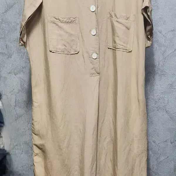 [BUNJANG] Beige Linen Blend Long Dress / 베이지 린넨혼방 롱 원피스