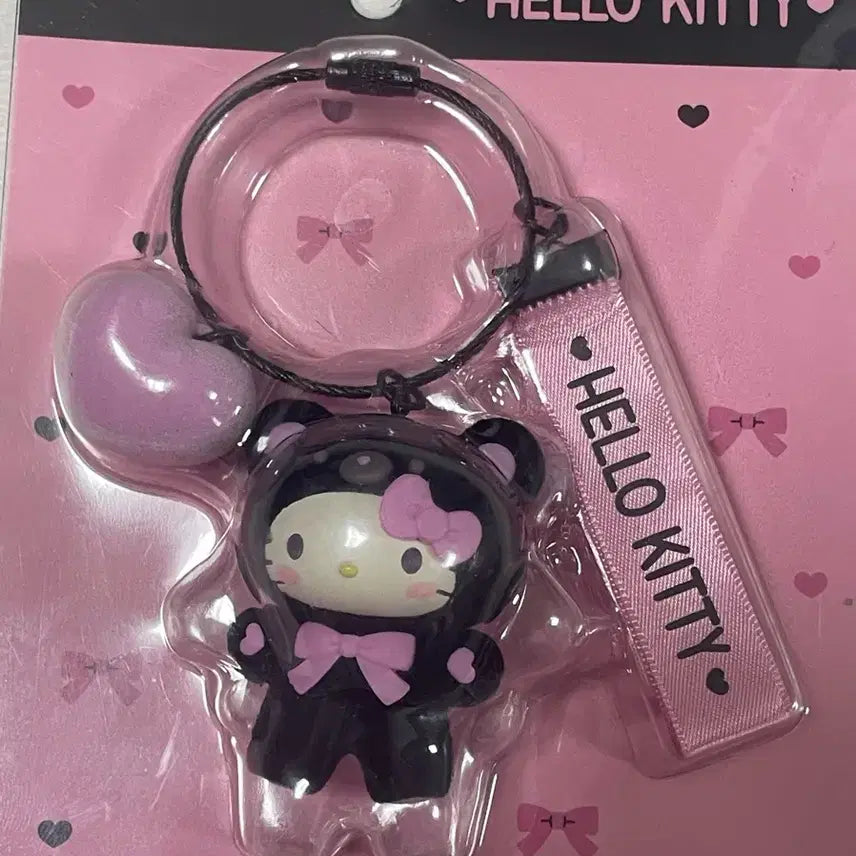 [BUNJANG] Sanrio Black Teddy Bear Hello Kitty Figure Keyring (Japan Official) / (일본정품) 산리오 블랙곰돌이 헬로키티 피규어 키링