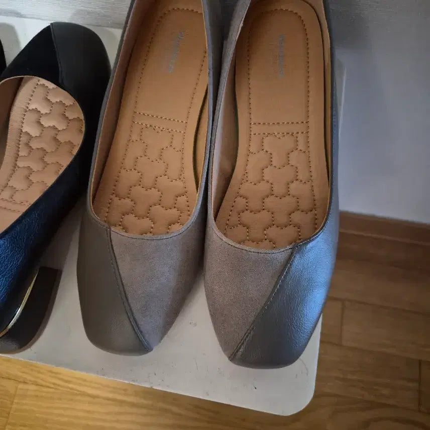 [BUNJANG] Women's Suede and Leather Ballet Flats - Grey / 플랫슈즈 단화 /회색