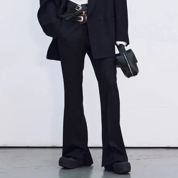 [BUNJANG] Recto 24SS Groove Pants Black Slit Flare Slacks / [S] 렉토 24ss 그루브 팬츠 블랙 슬릿 플레어 슬랙스