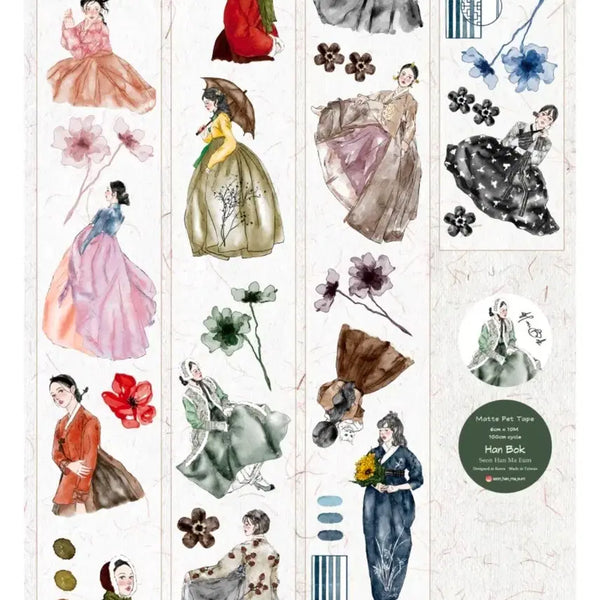 [BUNJANG] Sunhanmaeum Gift Shop Hanbok Person Pet Washi Tape Set / 선한마음잡화점 한복인물 pet마테
