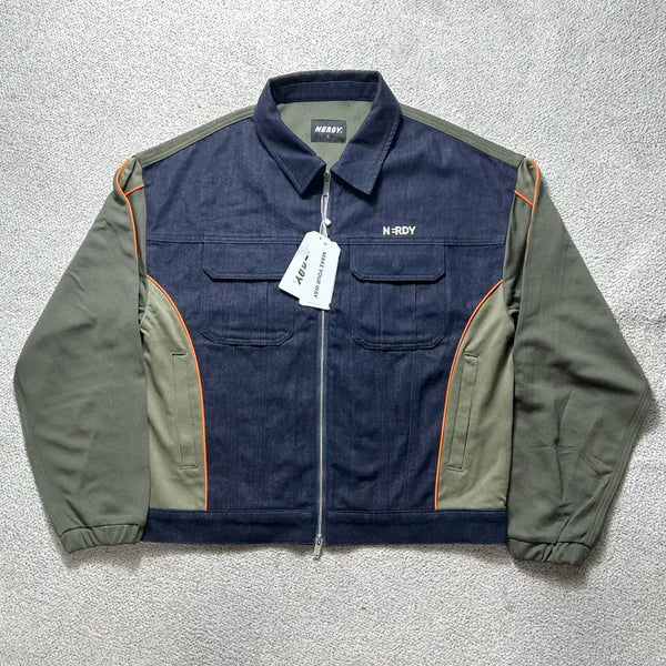 [BUNJANG] NERDY Denim Mix Track Top Jacket L / 새상품) 널디NERDY의 데님 믹스 트랙 탑 자켓 L