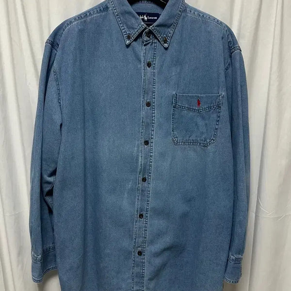 [BUNJANG] Polo Ralph Lauren Denim Long Sleeve Shirt XXL / no.185 폴로 랄프로렌 데님 셔츠 긴팔 xxl 상태s급
