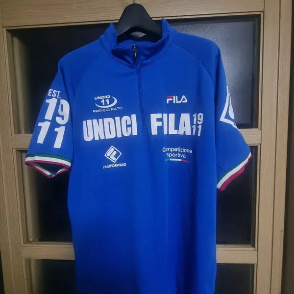[BUNJANG] Fila Undecided Half Zip Short Sleeve T-Shirt Blue XL / 필라 언디치 반팔 티셔츠 블루  하프집업 XL