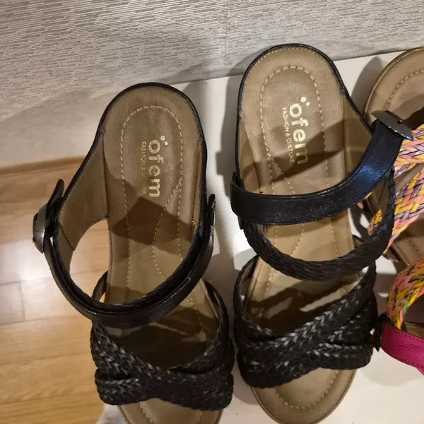 [BUNJANG] OFEM Black Wedge Heel Sandals / 오펨 ofem 블랙 샌들 웨지힐