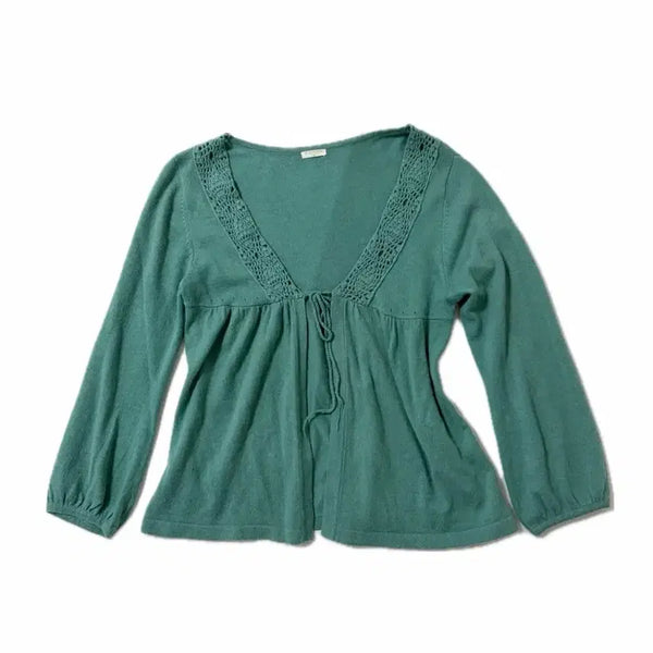 [BUNJANG] Mint Green Knit Ribbon Cardigan / 민트 그린 니트 리본 가디건 바선생