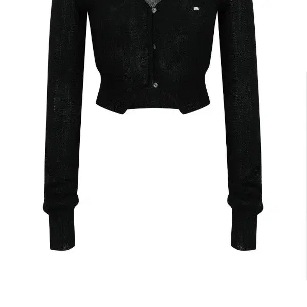 [BUNJANG] Pale Jade Hairy Button Point Knit Cardigan (Black) with Heart Mirror / [팝업 하트 손거울] 페일제이드 헤어리 니트 가디건 블랙