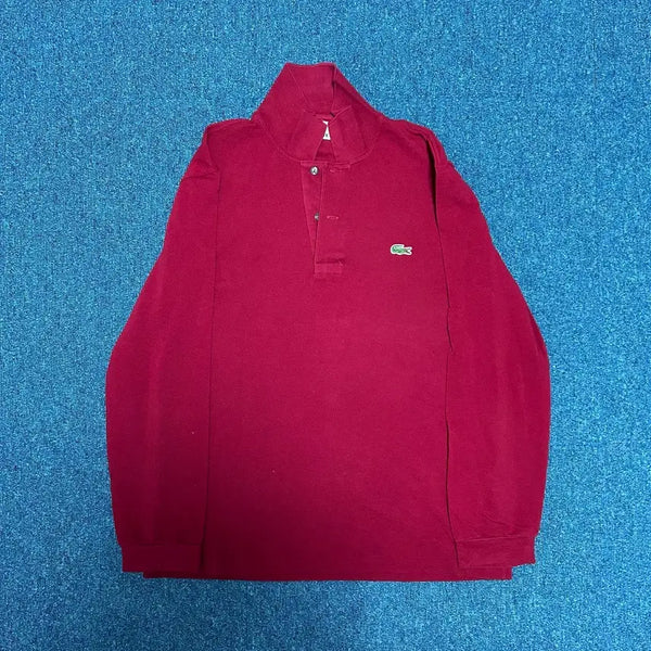 [BUNJANG] Lacoste Burgundy Long Sleeve Polo Shirt Size 3 / 라코스테 긴팔 카라티 버건디 3