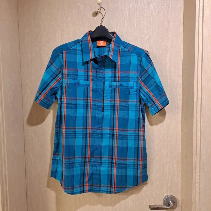 [BUNJANG] Merrell Blue Check Short-Sleeve Shirt / 메렐 체크 반팔 셔츠 블루