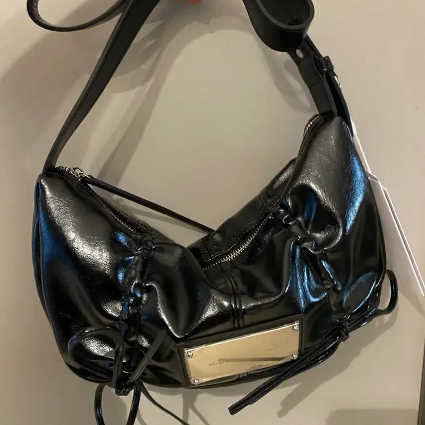 [BUNJANG] Matinkim Shirring Ribbon Round Bag Black / 마뗑킴 셔링백 새상품