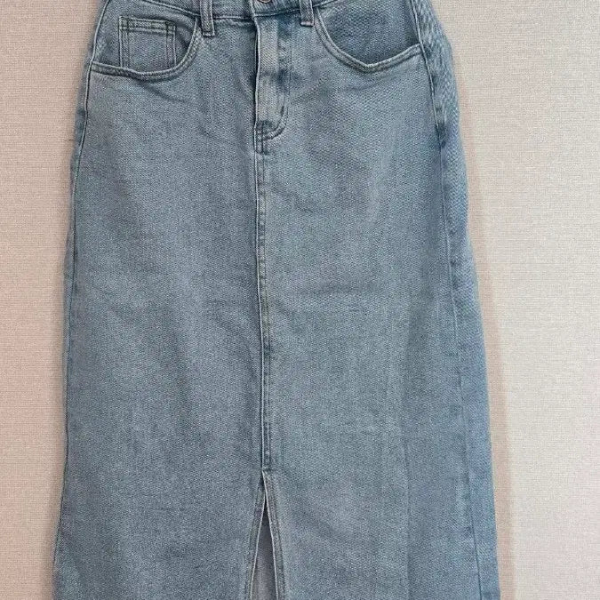 [BUNJANG] Denim Midi Skirt with Front Slit / 청 데님 스커트 S 스판 트임 치마