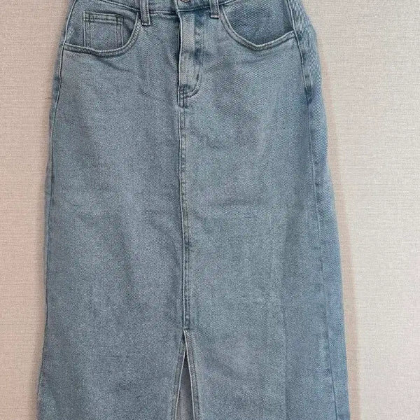 [BUNJANG] Denim Midi Skirt with Front Slit / 청 데님 스커트 S 스판 트임 치마