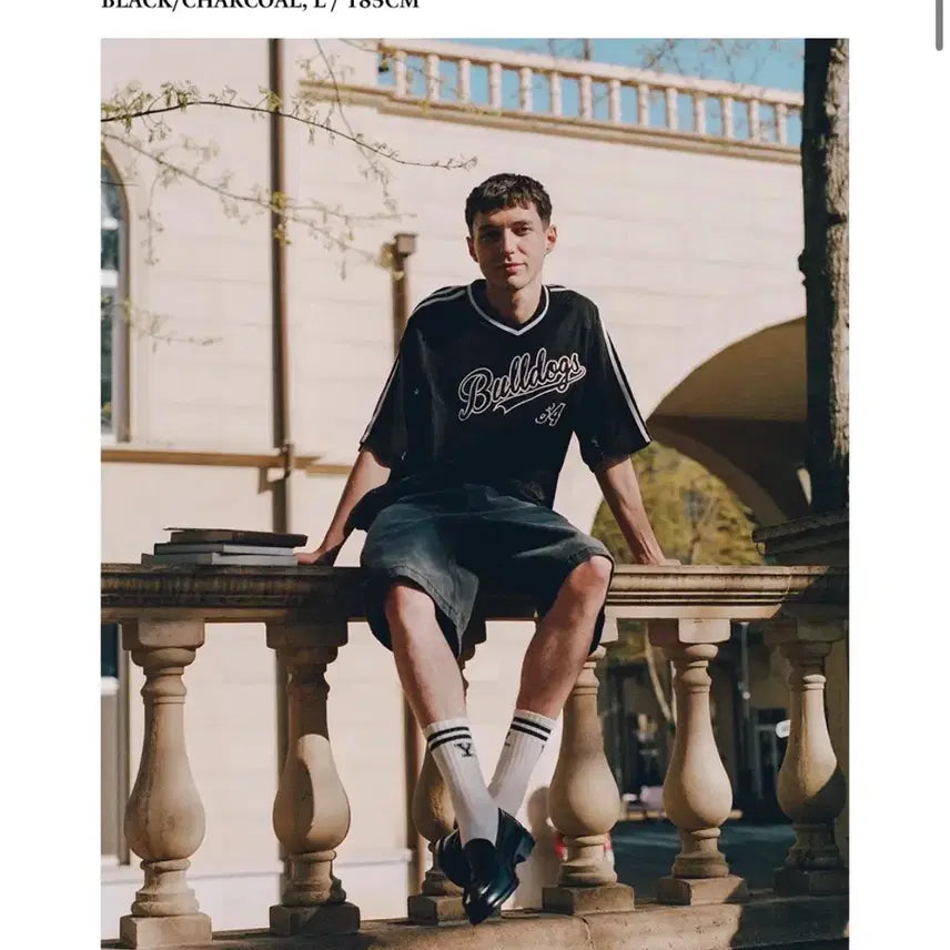 [BUNJANG] 29cm x Musinsa Yale Raglan Nylon Short Sleeve Baseball T-Shirt / 29cm 무신사 예일 베이스볼 반팔티 럭비티 나그랑 나일론 숏슬리브 블랙