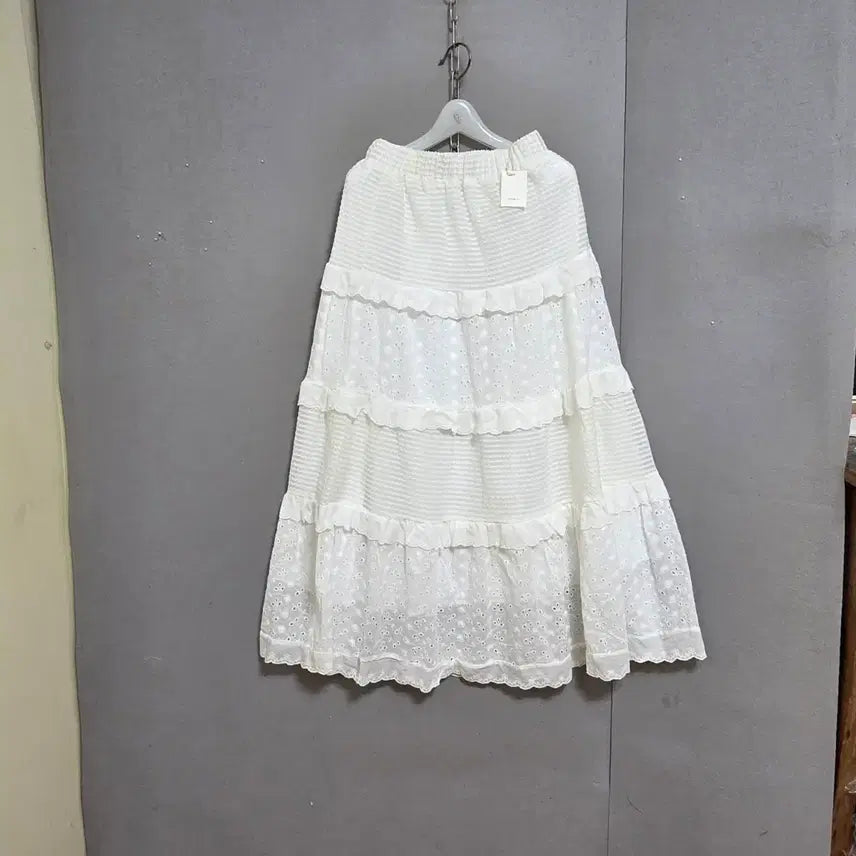 [BUNJANG] Lace White Long Skirt S / 레이스 화이트 롱스커트 S   n5115  미착용제품