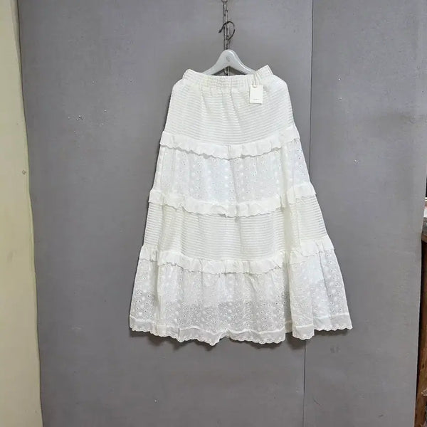 [BUNJANG] Lace White Long Skirt S / 레이스 화이트 롱스커트 S   n5115  미착용제품