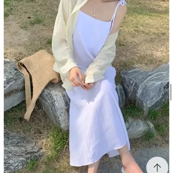 [BUNJANG] Linen Spaghetti Strap Long Dress / 끈나시 롱 원피스 (휴양지룩)
