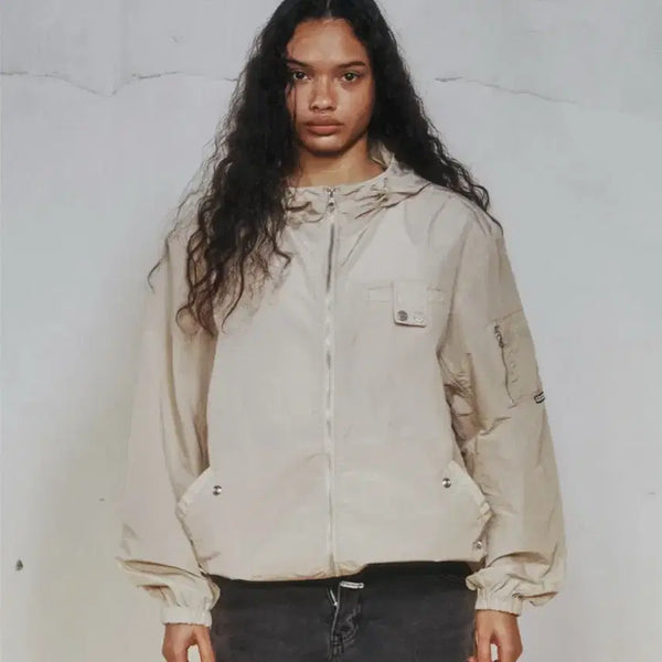 [BUNJANG] The Vinyl House Sheer Windbreaker Beige / 더바이닐하우스 쉬어 윈드브레이커 바람막이 베이지
