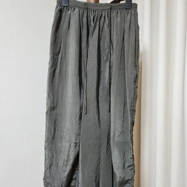 [BUNJANG] System (Hansem) Back Slit Shirring Long Skirt Khaki Grey / [한섬 SYSTEM] 시스템 뒷슬릿 셔링 롱스커트 (카키그레이)