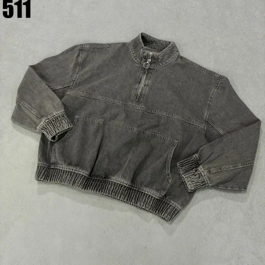 [BUNJANG] Zara Grey Half Zip Sweatshirt M / 자라 그레이 데님 하프집업 맨투맨 m