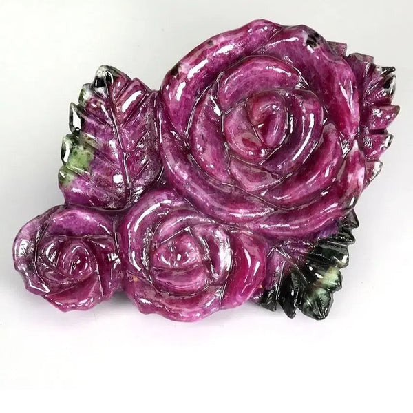 [BUNJANG] 41.31ct Natural Ruby Zoosite Rose Carving (Brooch/Pendant) / 41캐럿 천연 루비인조이사이트 장미 조각 (브로치 펜던트용)