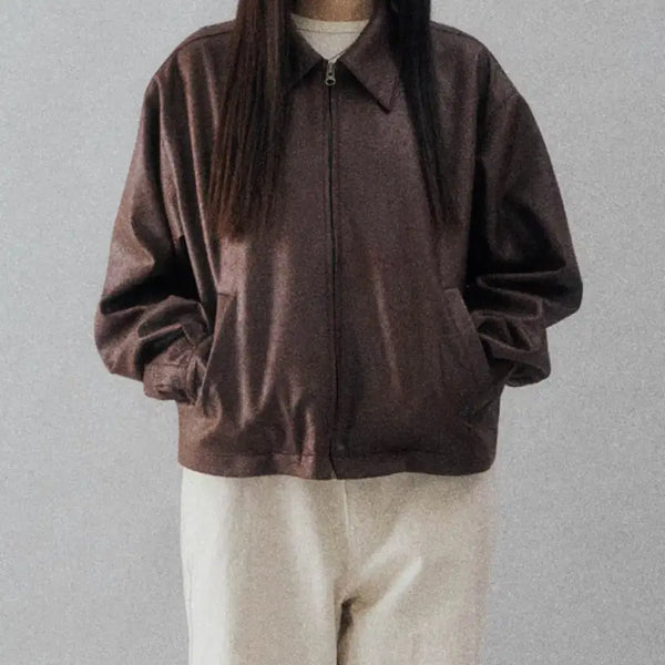 [BUNJANG] She's Cute Soft Swing Brown Jacket / 쉬이즈큐트 소프트 스윙 브라운 자켓