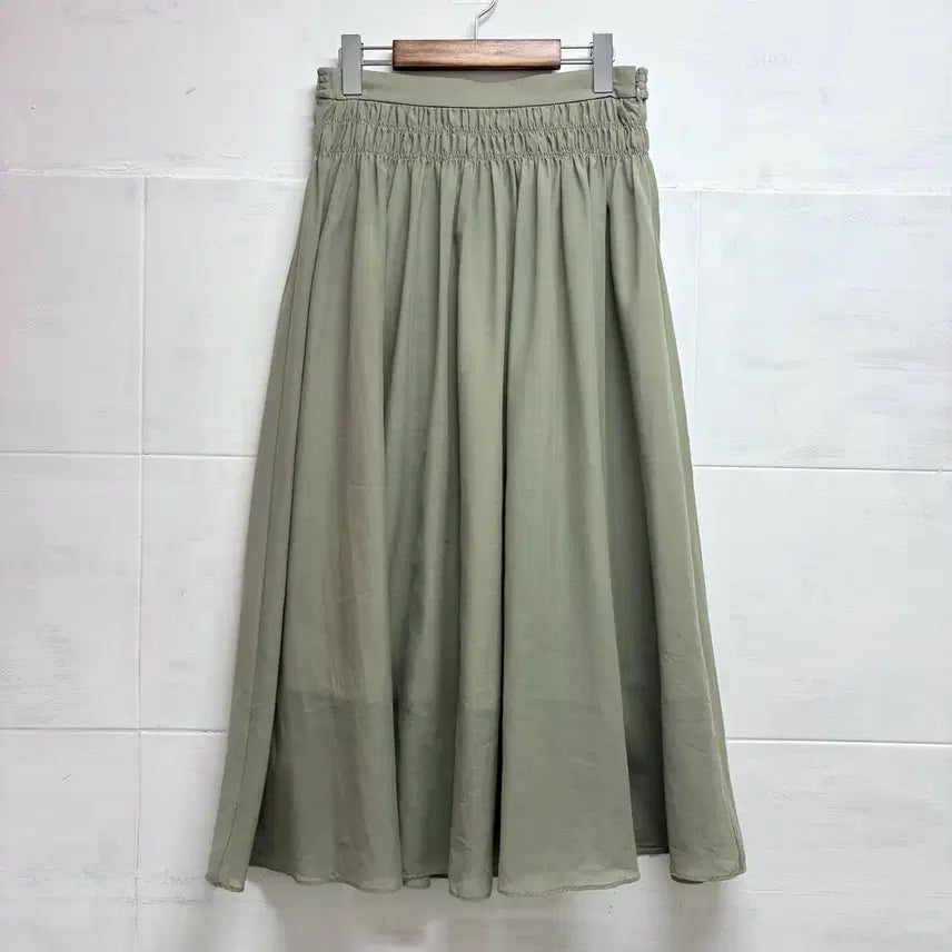 [BUNJANG] Nano Universe Khaki Shirring Long Skirt / nano universe 카키 셔링 롱 스커트 JPN