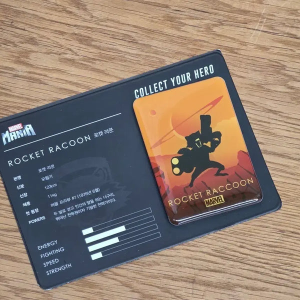 [BUNJANG] Marvel Mania Rocket Raccoon Magnet Collection Badge / 마블 매니아 자석 컬렉션 로켓 라쿤 영화 뱃지 아이언맨