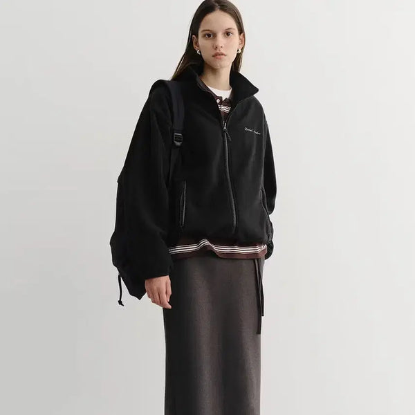 [BUNJANG] DUNST Unisex Fleece Zip-Up Black S / 던스트 유니섹스 플리스 집업 블랙s