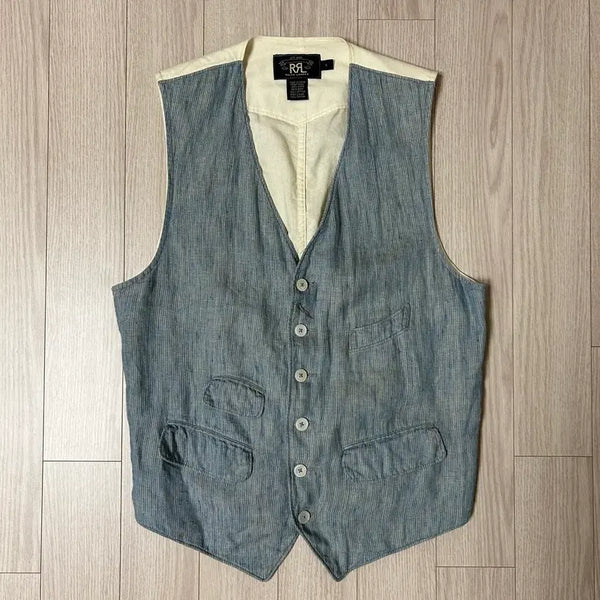 [BUNJANG] RRL Hickory Stripe Linen Vest Size S / 더블알엘 RRL 스트라이프 베스트 S