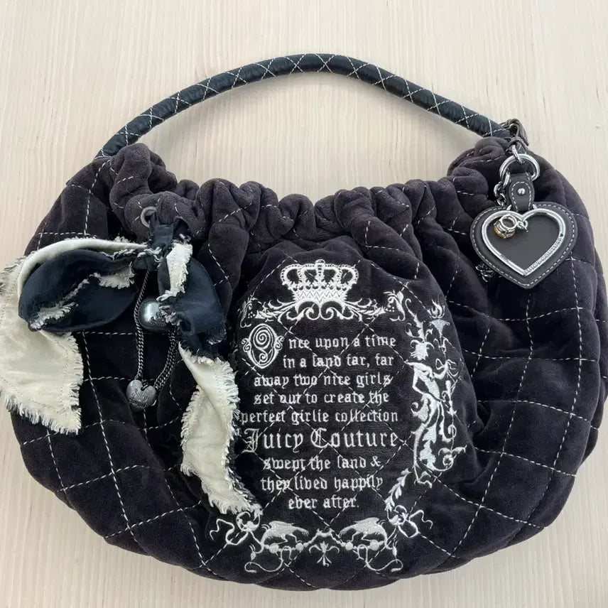 [BUNJANG] Juicy Couture Velvet Quilted Hobo Bag - Brown / 쥬시꾸뛰르 가방 벨벳 퀼팅 호보백 브라운