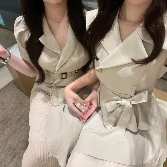[BUNJANG] Lip Service Layered Pleated Dress / 스나계 lipservice 립서비스 정장 원피스