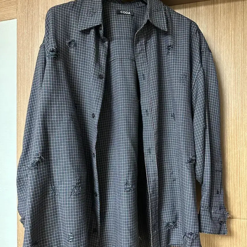 [BUNJANG] Coda Purple Check Distressed Crushed Structure Shirt / [1] Coda 체크셔츠