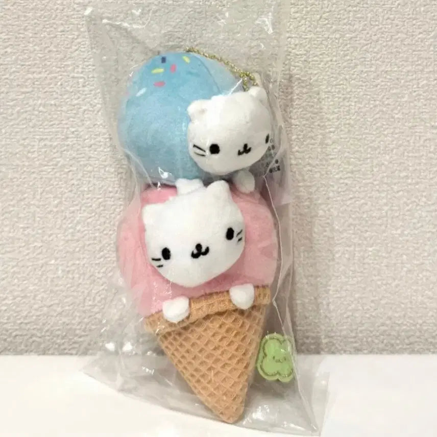 [BUNJANG] San-X Nyan Nyan Nyan Ko Ice Cream Plush Keychain / 냥냥냥코 아이스크림 인형 키링
