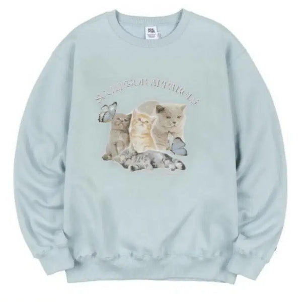 [BUNJANG] Sculptor Cat Mint Sweatshirt / 스컬프터 sculptor 고양이 맨투맨 민트