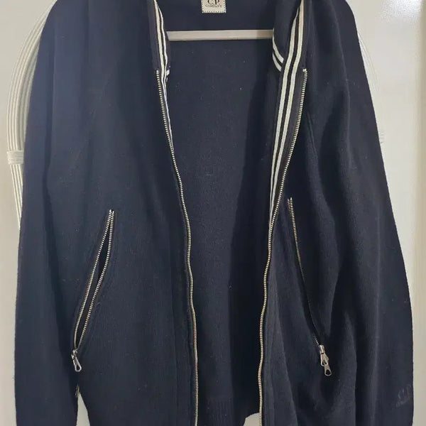 [BUNJANG] CP Company Black Hooded Knit Zip-Up / CP컴퍼니 블랙 후드 고글 니트 집업