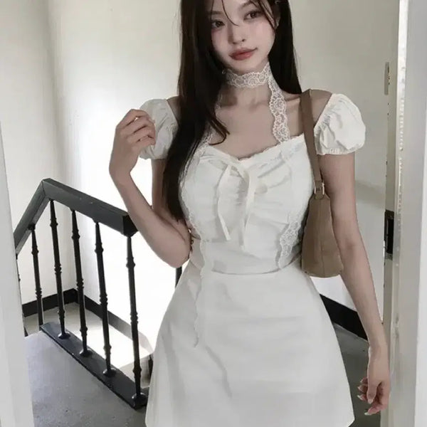 [BUNJANG] Attirance Lace Puff Mini Dress / 레이스 미니 원피스 /아뜨랑스리리앤코히니크워너비뮤즈베니토가나다란하비언니