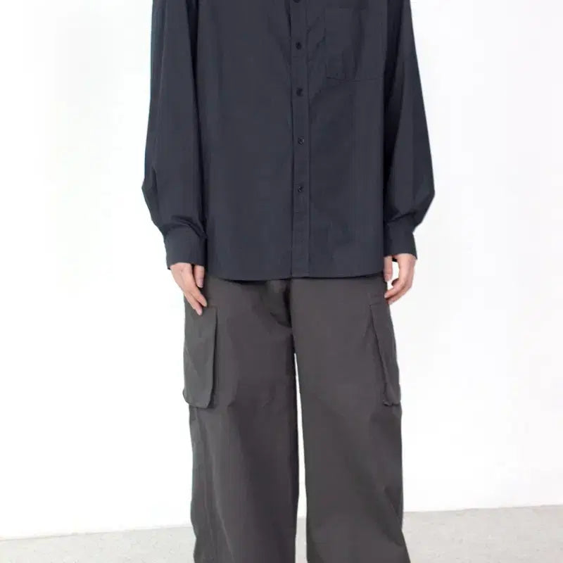 [BUNJANG] Gonak 100s Washed Glitch Shirt Ink 3 / [고낙] 100수 워시드 글리치 셔츠 잉크 3
