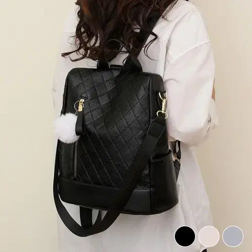[BUNJANG] Bell Pendant Women's Leather Backpack / 방울 팬던트 여자 가죽 백팩