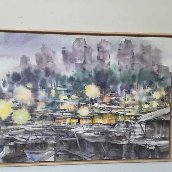 [BUNJANG] Watercolor Painting Framed Cityscape Art / 수채화 그림 액자 도시 풍경