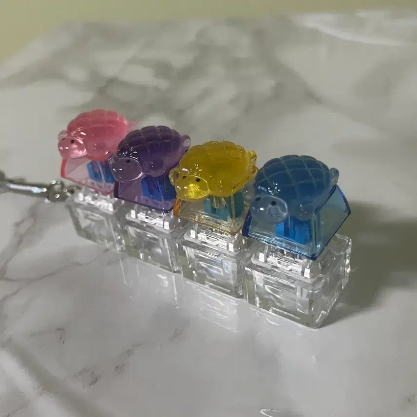 [BUNJANG] Transparent Turtle Keycap Clicker Keyring / 투명 거북이 키캡 클릭커 키링 4구